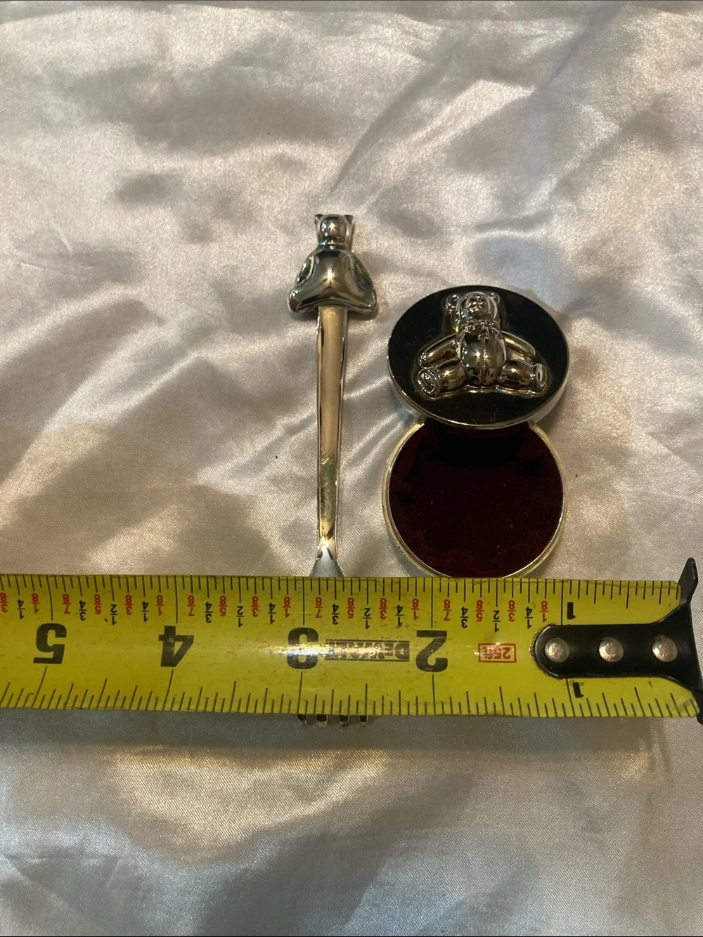 Silver Teddy Bear Baby Fork and Keepsake Box Set